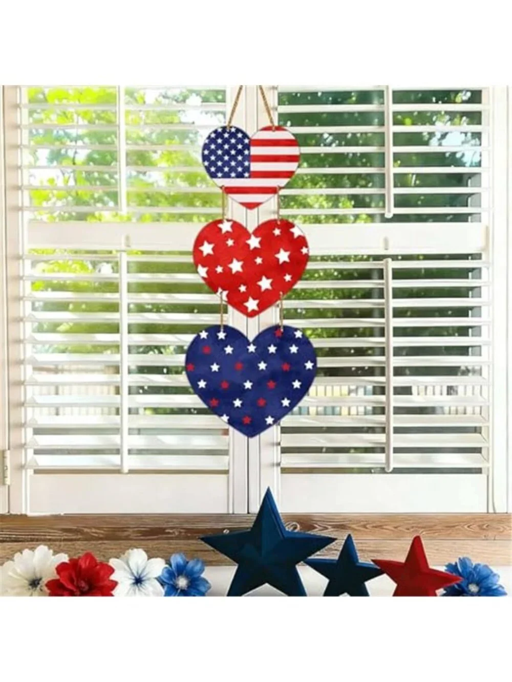 4th of July Decoration Heart Patriotic Wreath Hanging Sign